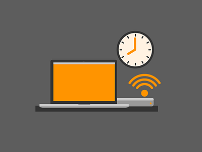 Unused illustration bloc clock icon illustration macbook router time wifi