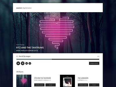 Digital Locker Draft albums mock music player website