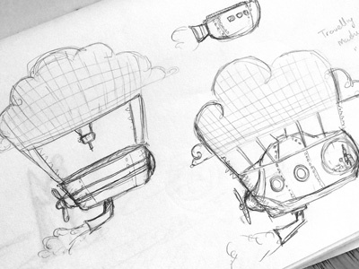 Traveling Cloud Machine cloud cloudmaker concept i am the cloud maker illustration machine sketch travelling cloud machine wip