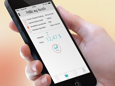 Cupcake app - payment app cart cupcake flat hand ios7 iphone iphone 5 pay payment shop