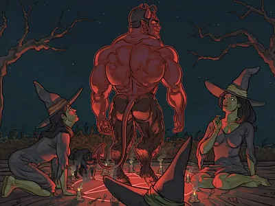 Halloween Seance art cartoon comic devil digital evil halloween illustration jameshaskins photoshop religion witch