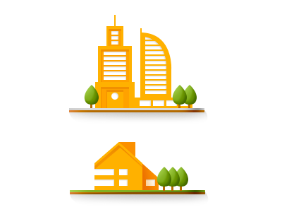 Flat buildings icoins building business centre cottage flat icon