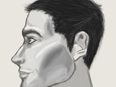 Ozy Portrait WIP digital greyscale painting portrait