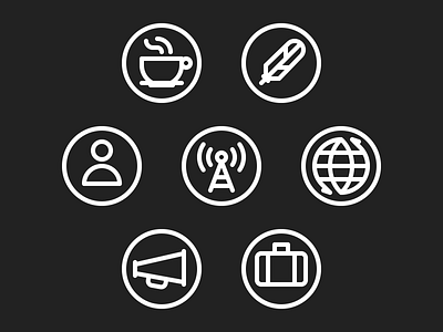 Monocle Icons advertising broadcast coffee development distribution editorial icon illustration magazine monocle retail shop