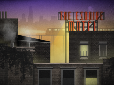 October in Chicago 3 big city bright lights chicago cityscape illustration motel night october
