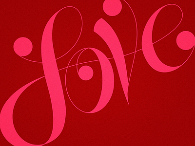 Love Type calligraphy handtype love red