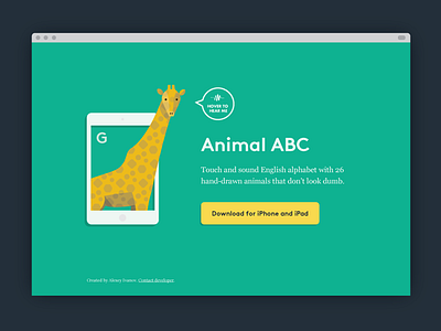 Animal Abc Landing / Simple abc animals color flat giraffe illustration landing landing page page simple web