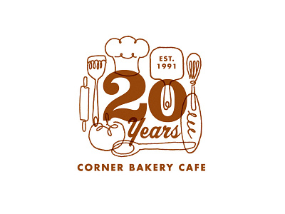 Corner Bakery Cafe 20 Year Logo cafe identity logo