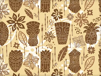 Tiki Time Pattern floral illustration pattern tiki vector vonster