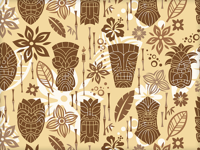 Tiki Time Pattern floral illustration pattern tiki vector vonster