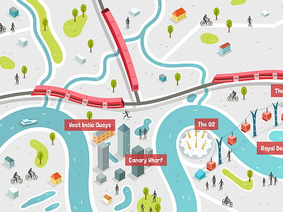 East LDN DLR Map alex mathers canary wharf digital dlr east london illustration london map river thames trains vector