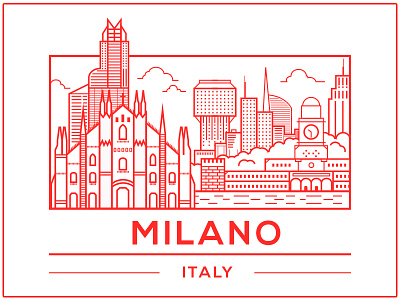 Milano city drawing dropbox illustrator italy milan milano office rebound vector