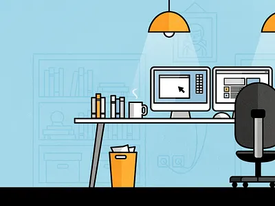 Workspace computer desk illustration monitor workspace