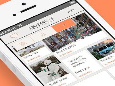 Ribambelle - Menu app design flat interface iphone menu minimal mobile picture timeline ui ux