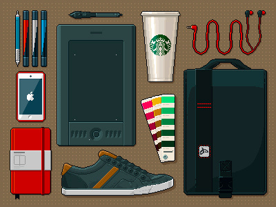 Daily Arsenal arsenal daily design flat illustrator instruments pixel props things vector wolf em workspace