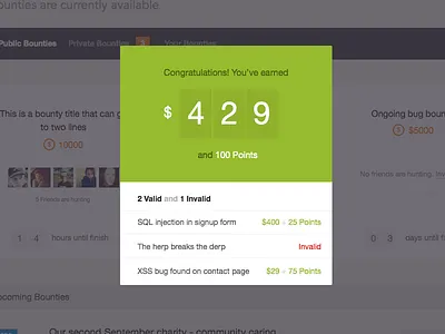 Report Card dashboard derp flat green modal money score ui