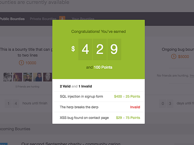 Report Card dashboard derp flat green modal money score ui