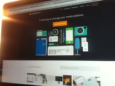 New Pressking is online! clean essentials flat flat design flat icons header icons illustration journalist landing landing page press