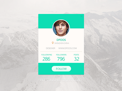 visiting card ui；interface
