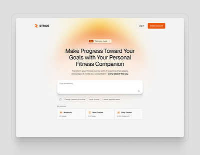 Stride - AI Fitness Companion active ai branding chat chatbot fitness gpt gym health hero landing page longevity prompt saas ui ux web web design website wellness