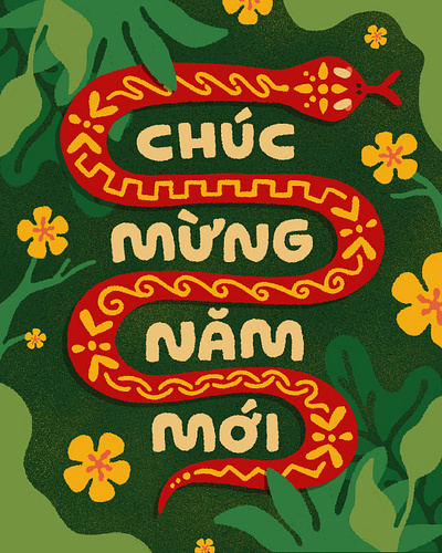 Lunar New Year - Year of the Snake 2025 handlettering illustration lettering lunar new year snake year of the snake