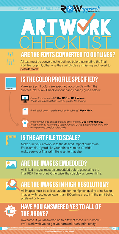 Artwork Checklist - Infographic design graphic design illustrator infographic pre production print ready vector