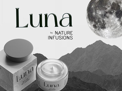 Monochrome - Luna Brand Identity & Packaging branding collage compostion design graphic design illustration label landscape logo monochromatic monochrome moon natural botanicals pac packaging product skin care