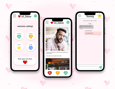 Dating Application - irl_Dater branding design figma front end ui