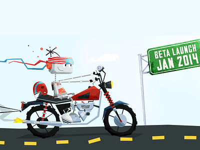 Here comes america america bandana highway illustration motorcycle roadster robot