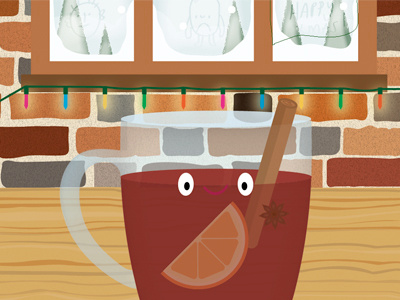 Christmas Card card character christmas cute drink festive fruit fun greetings mulled wine smile vector