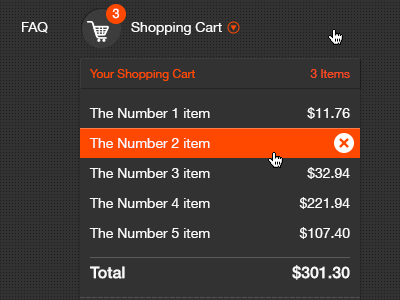 SlickMoto dropdown shopping cart ui