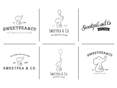 Sweetpea and Co. Logo Concepts baby balloon banner branding children co. elephant kids logo