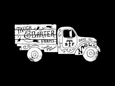 Another T&B eatin farm illustration lettering nola truck tshirt