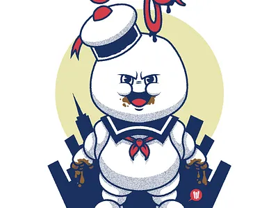 Still Puft cartoon ghostbusters illustration marshmallow movies stay puft vector