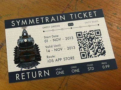 Symmetrain Ticket Business Card app futura game icon locomotive photo qr code steam ticket wood