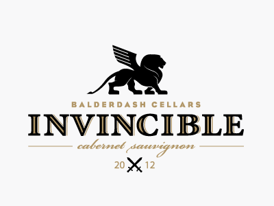 Invincible heraldry lion lock up logo typography