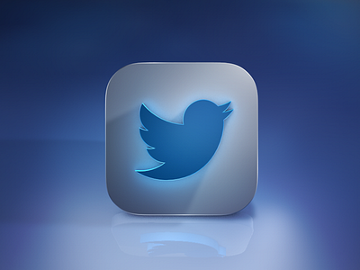 Twitter Icon blue color icon ios 7 logo long mockup realistic shadow sky twitter white