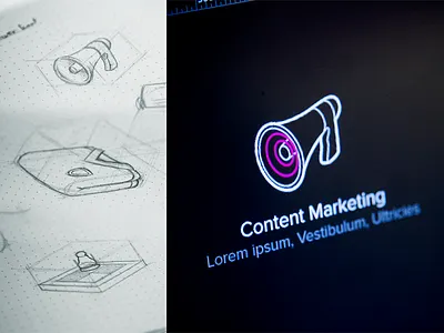 Icons icon marketing megaphone sketch strategy team web