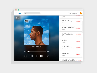 rdio Offline Desktop Sync app desktop music player playlist rdio sync ui ux web web design widget