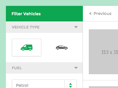 Filter Vehicles auto car cars checkbox dropdown pagination sales select van vehicles