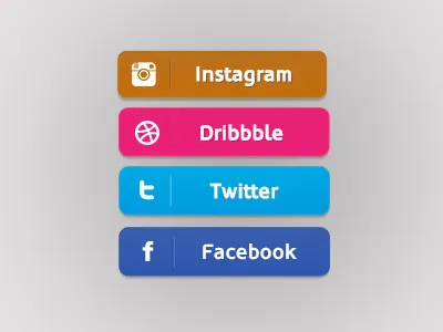 Social Icons connect buttons dribbble facebook instagram social icons social media twitter