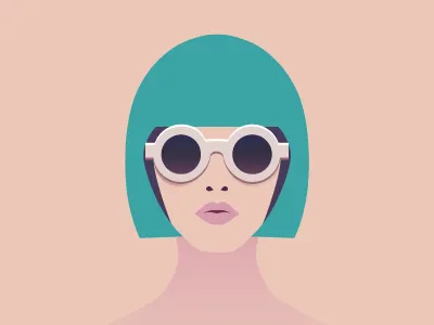 Persona fashion flat girl illustration mod persona round glasses vector