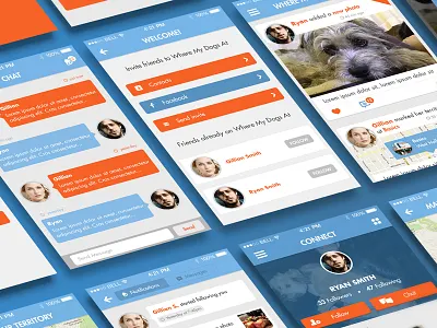 Dog Land - iPhone App chat design dog feed iphone 5 mobile navigation ui