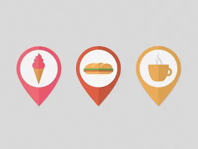 Map pins coffee cream food ice icons map pin pins ui