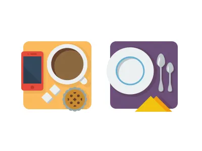 Flat icons flat food icons illustration plate shadows