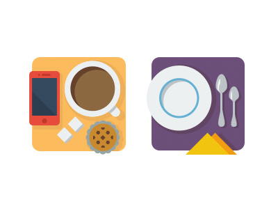 Flat icons flat food icons illustration plate shadows