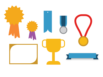 Achievement icons award concept digital gold icon illustration illustrator minimal prize set web