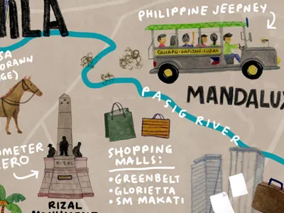 My Metro Manila editorial gouache handwriting jeep lettering manila map metro manila philippines