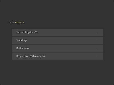 Latest Projects animation css dark hover html list website
