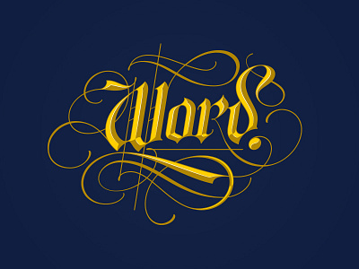 Word. blackletter flourish lettering